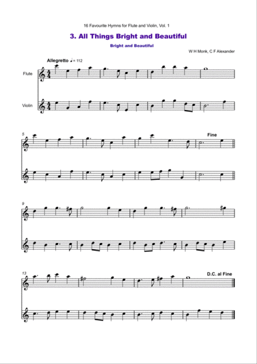 16 Favourite Hymns Vol.1 for Flute and Violin Duet Flute scores gallery preview page 4
