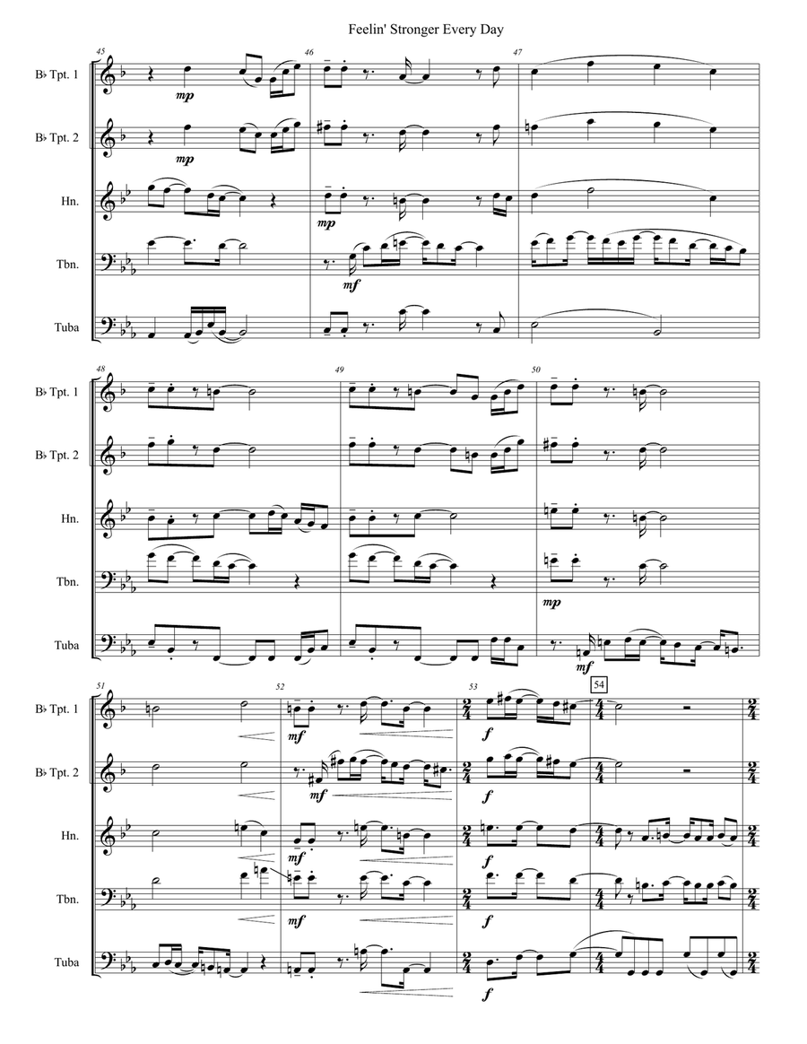 Feelin' Stronger Everyday Brass Quintet scores gallery preview page 4