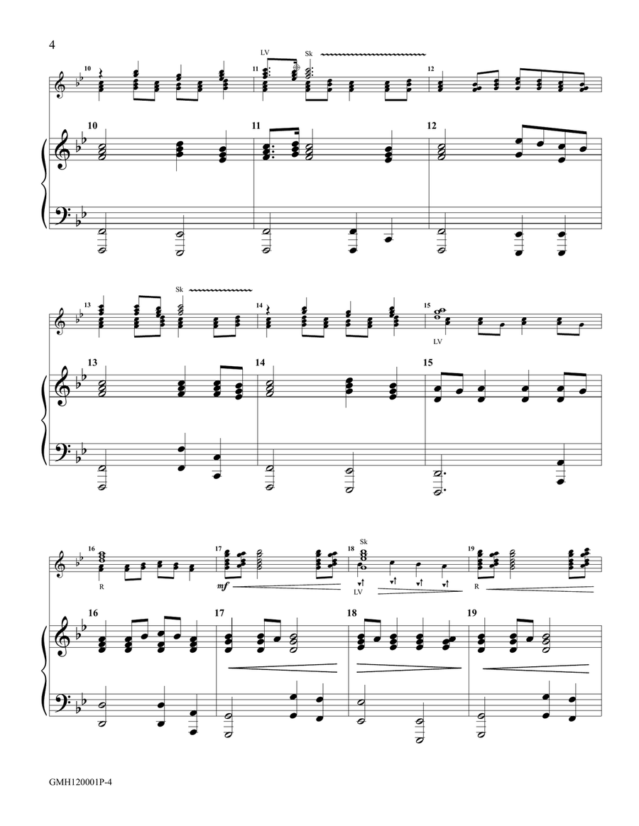 Diversion (Glorious Dawn) (piano accompaniment to 12 bell version) Handbell Choir scores gallery preview page 4
