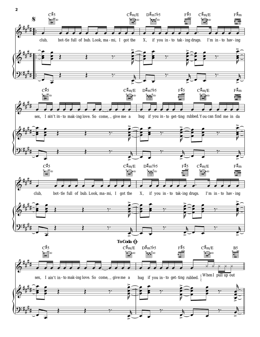 In Da Club In Da Club Piano, Vocal, Guitar scores gallery preview page 2