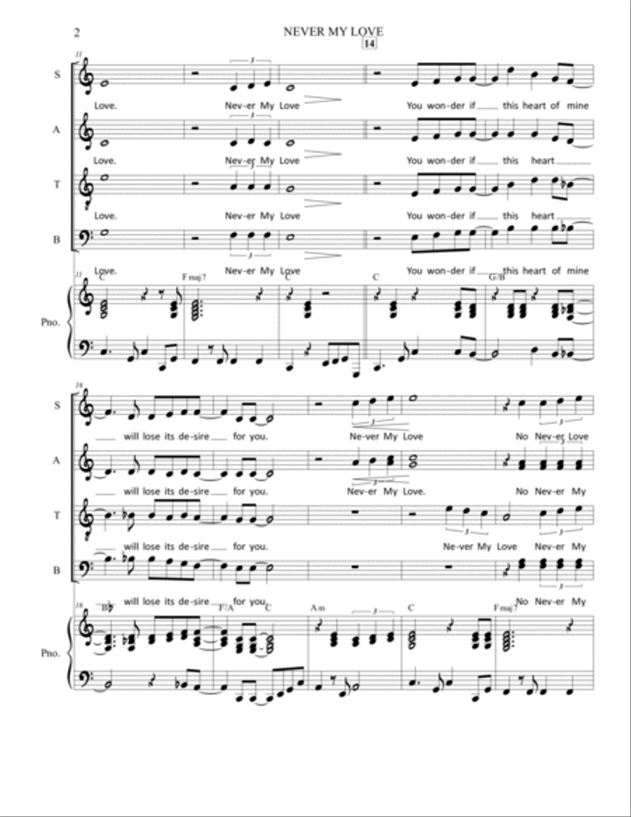 Never My Love Never My Love Divisi scores gallery preview page 2