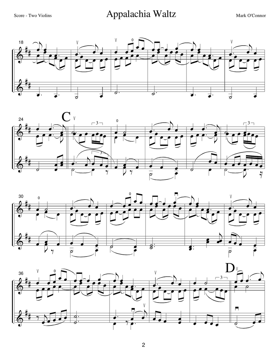 Appalachia Waltz (score - two violins) Violin scores gallery preview page 5
