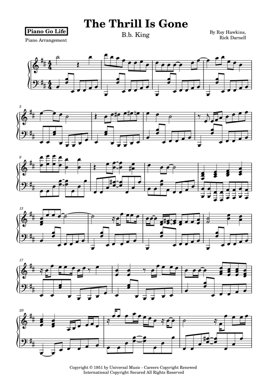 The Thrill Is Gone The Thrill Is Gone Piano Solo scores gallery preview page 1