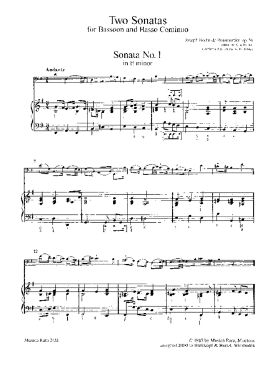 6 Sonatas Op. 50 Bassoon Solo scores gallery preview page 2