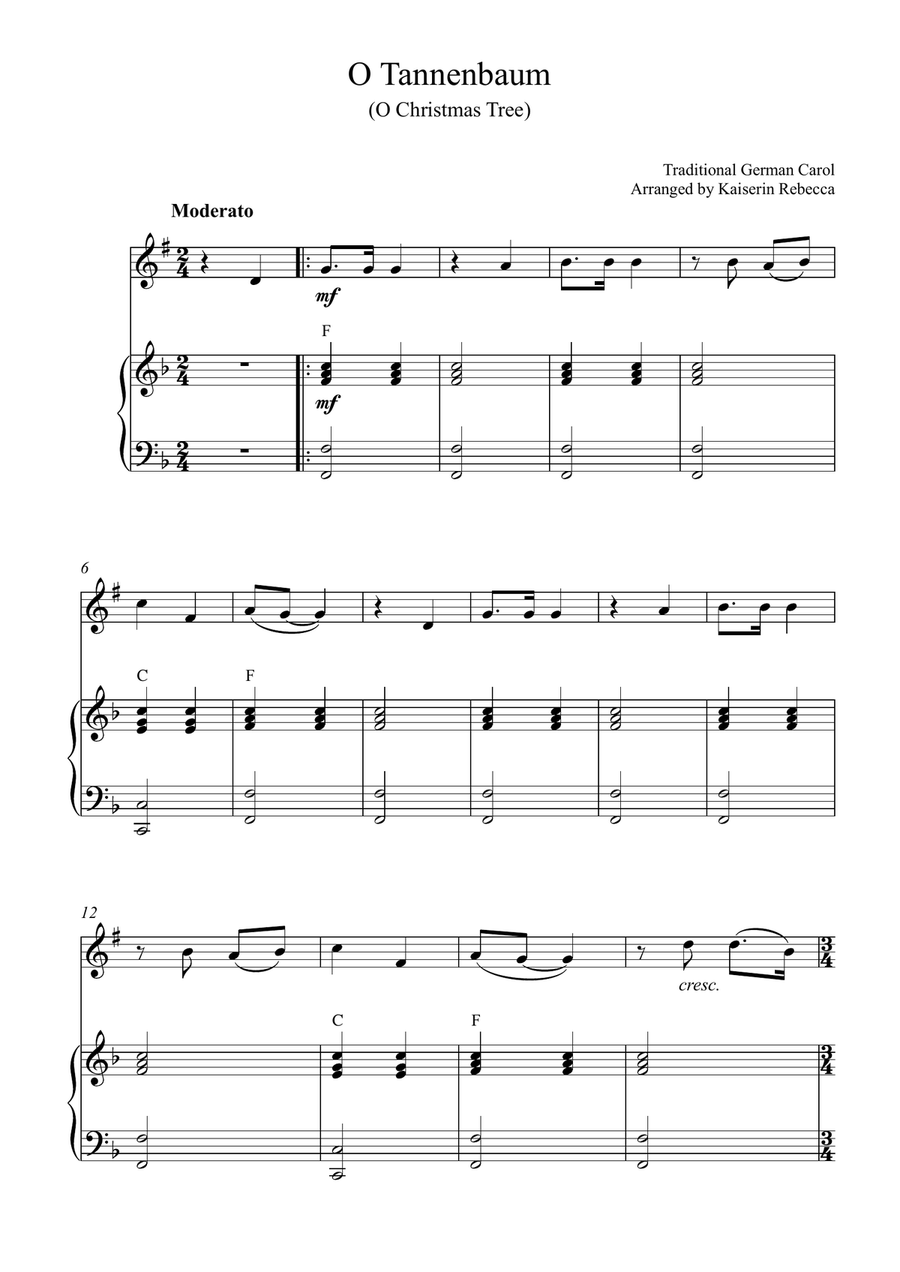 O Tannenbaum (O Christmas Tree) B-Flat Clarinet scores gallery preview page 1