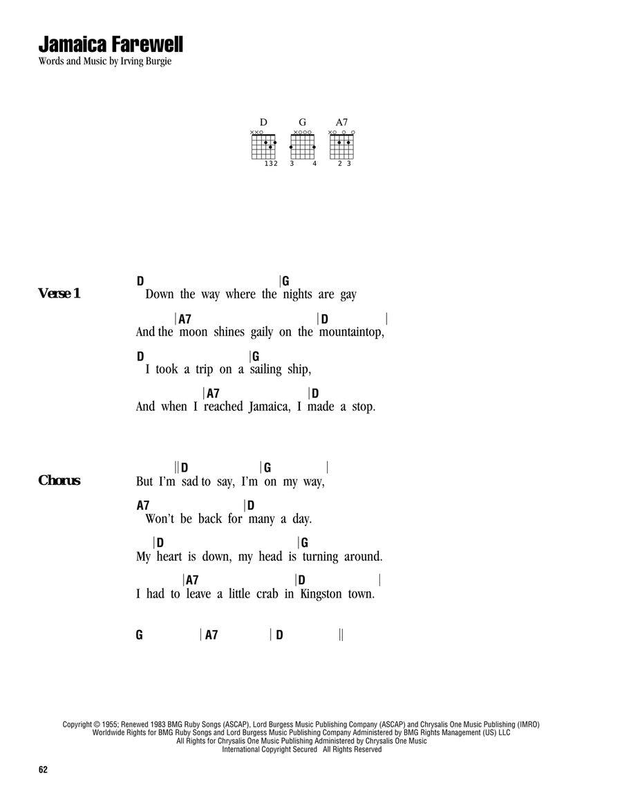 Jamaica Farewell Acoustic Guitar scores gallery preview page 1