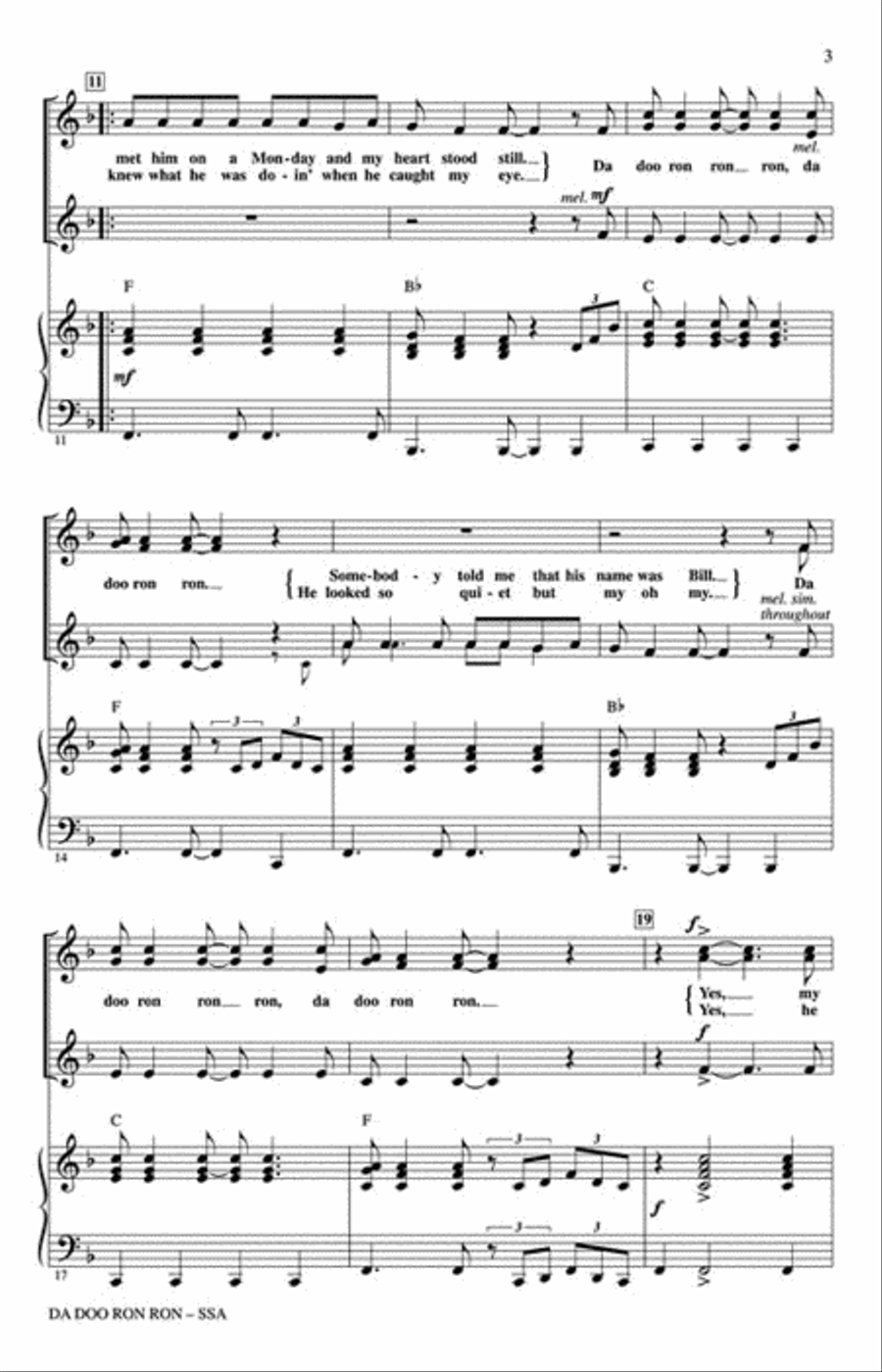 Da Doo Ron Ron Choir scores gallery preview page 3
