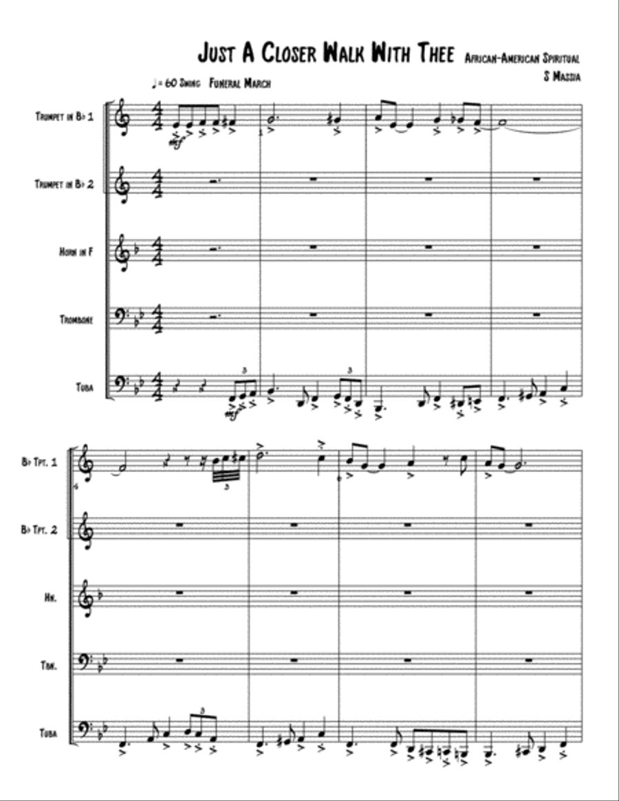 Just a Closer Walk with Thee Brass Ensemble scores gallery preview page 1