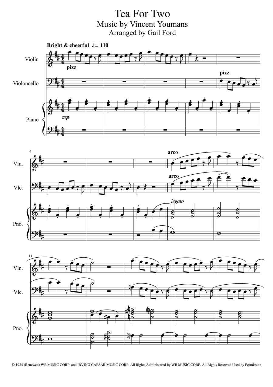Tea For Two Piano Trio scores gallery preview page 1