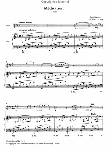 Méditation from Thaïs (Arranged for Violin and Piano)