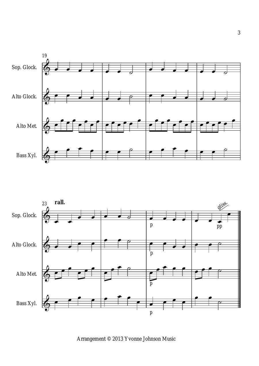 Twinkle Twinkle Little Star - For Orff Ensemble Percussion Ensemble scores gallery preview page 3