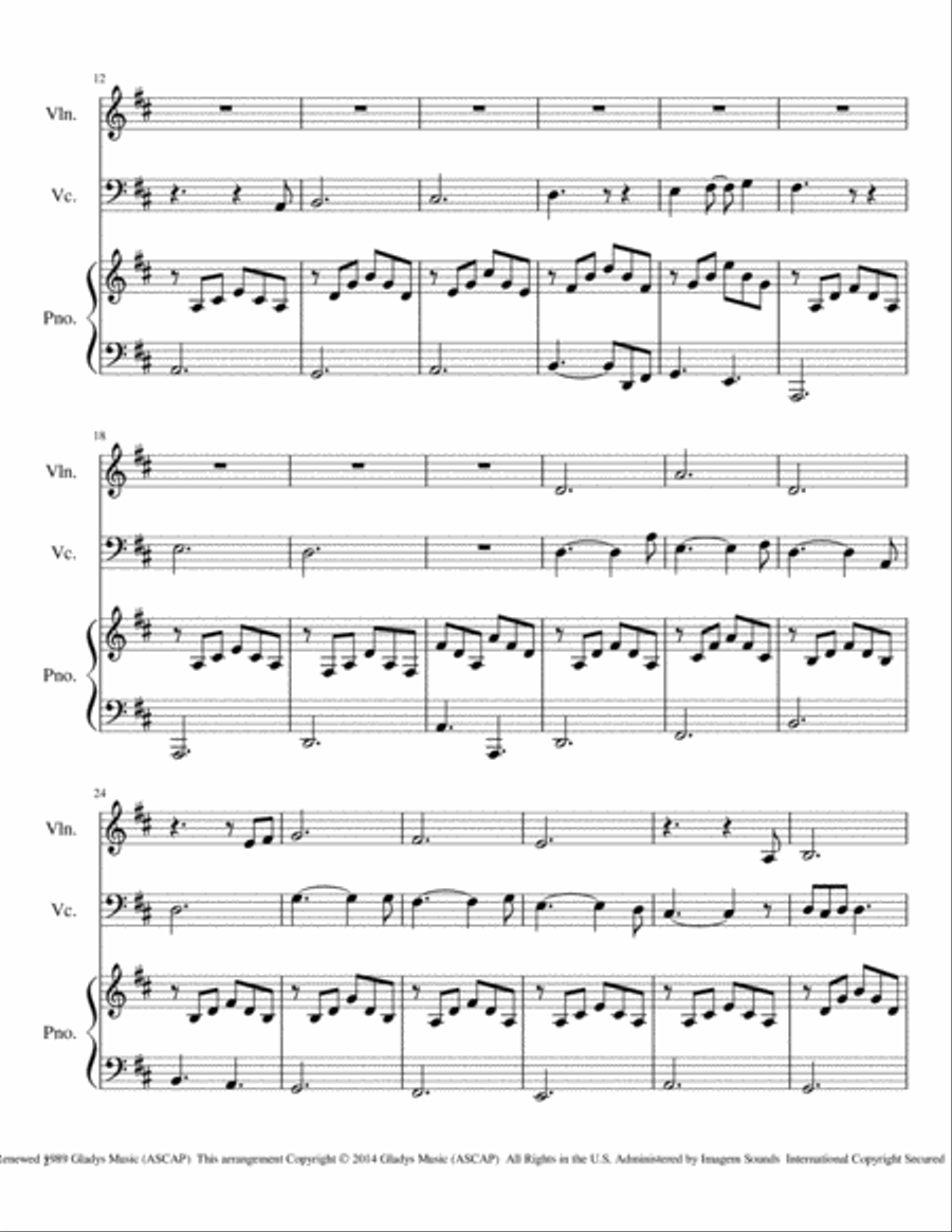 Can't Help Falling In Love Piano Trio scores gallery preview page 2