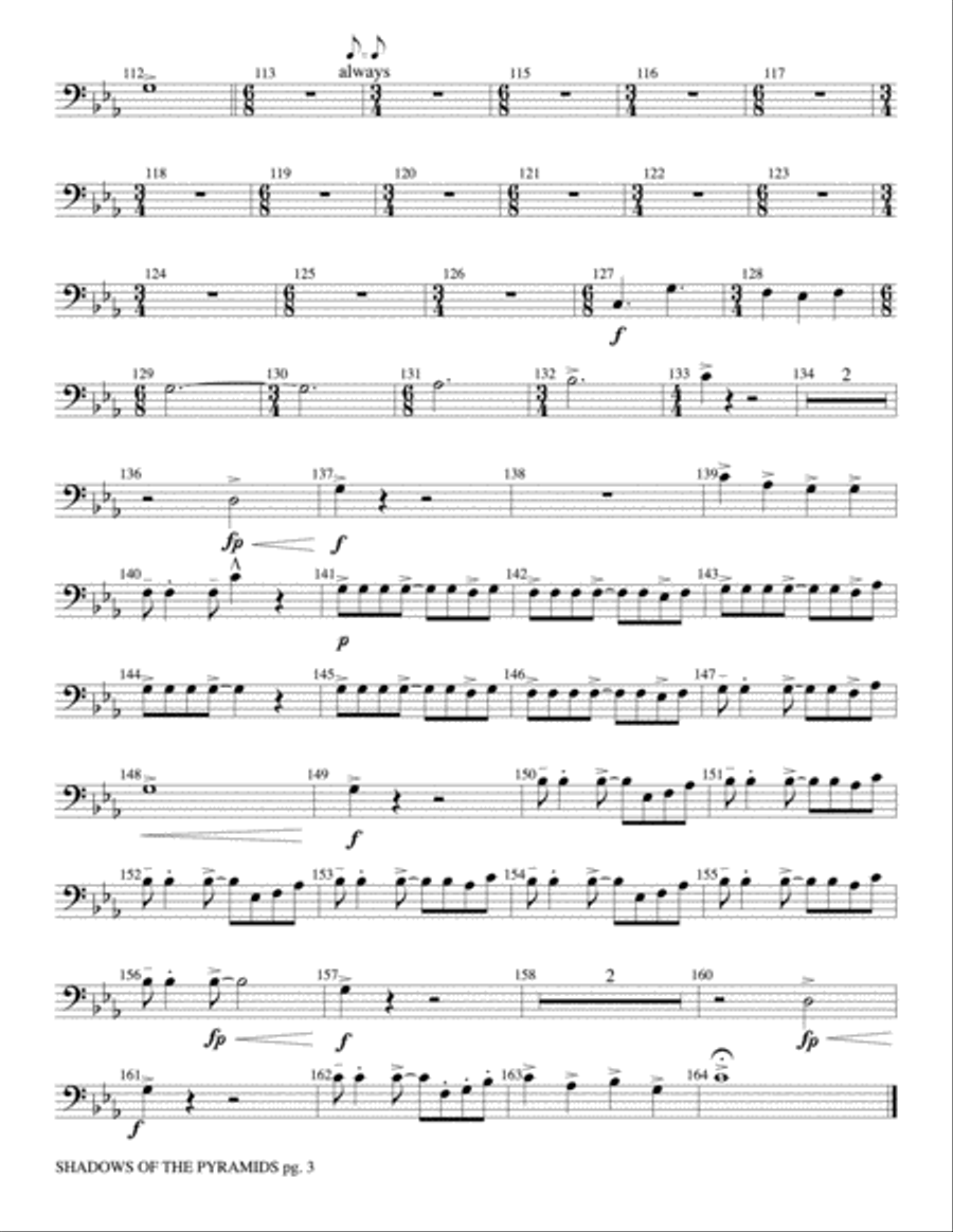 Shadows of the Pyramids: 2nd Trombone Concert Band scores gallery preview page 3