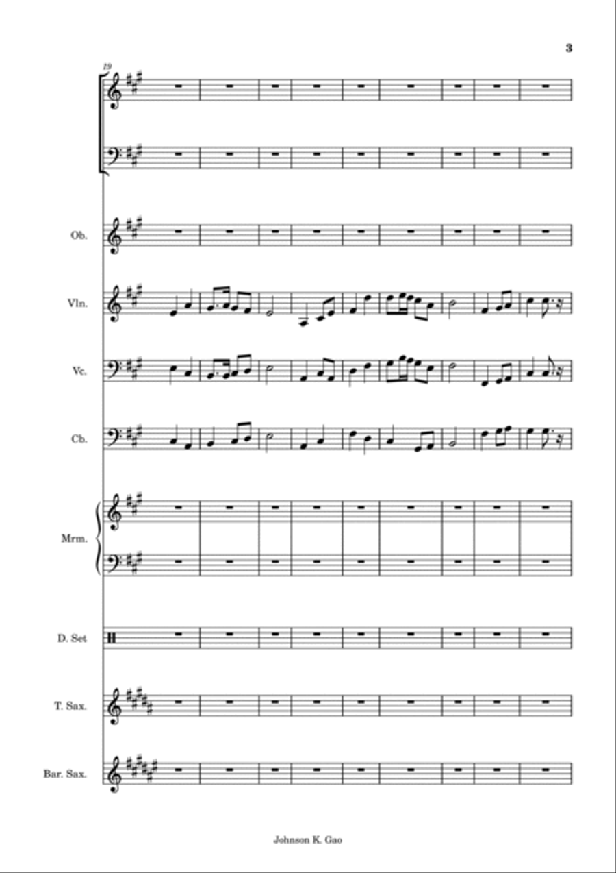 Grandma Happy Birthday Song. With a video of Chinese and English lyrics Karaoke. 4-Part scores gallery preview page 3