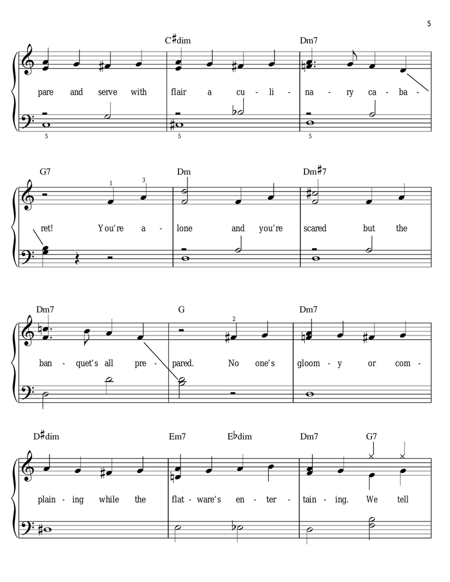 Be Our Guest (from Beauty And The Beast) Easy Piano scores gallery preview page 5
