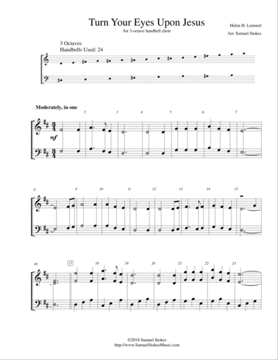 Turn Your Eyes Upon Jesus - for 3-octave handbell choir 3-Octaves scores gallery preview page 1