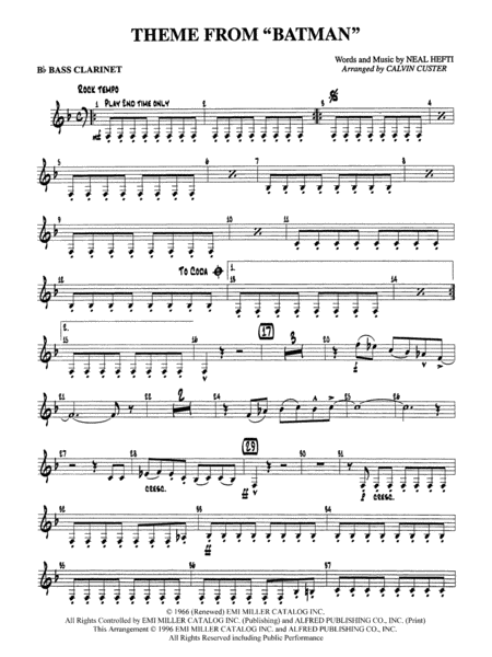Batman Theme: B-flat Bass Clarinet