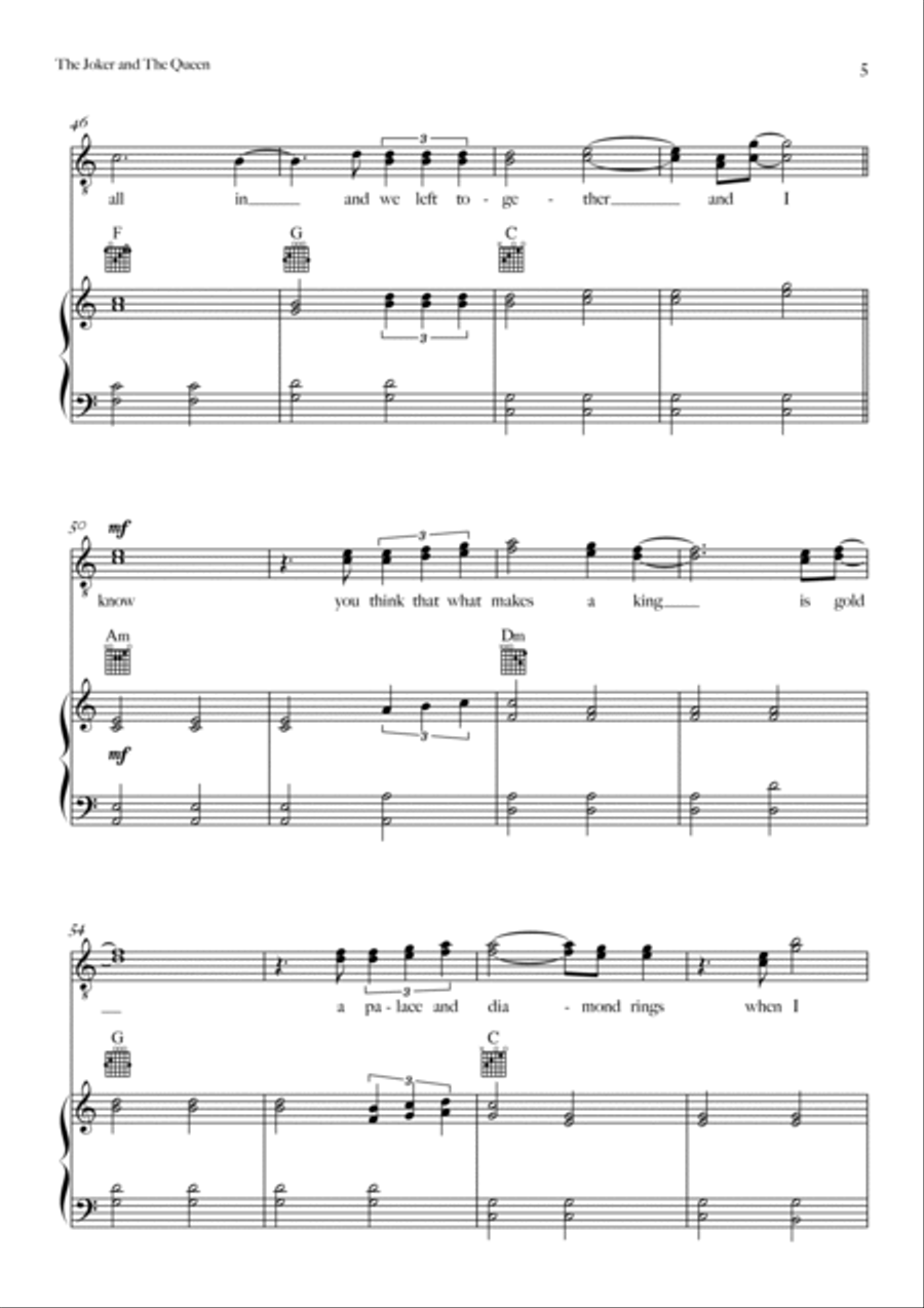 The Joker And The Queen (feat. Taylor Swift) Piano, Vocal, Guitar scores gallery preview page 5