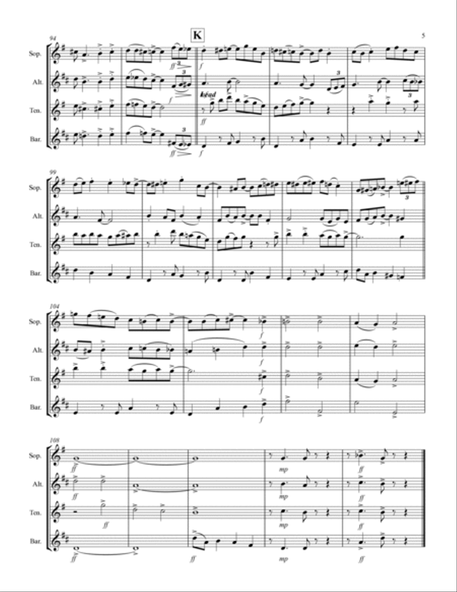 Go Tell it on the Mountain (for Saxophone Quartet SATB or AATB) Saxophone Quartet scores gallery preview page 6
