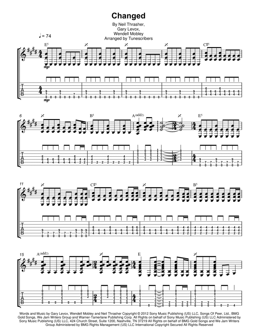 Changed Guitar Solo scores gallery preview page 1