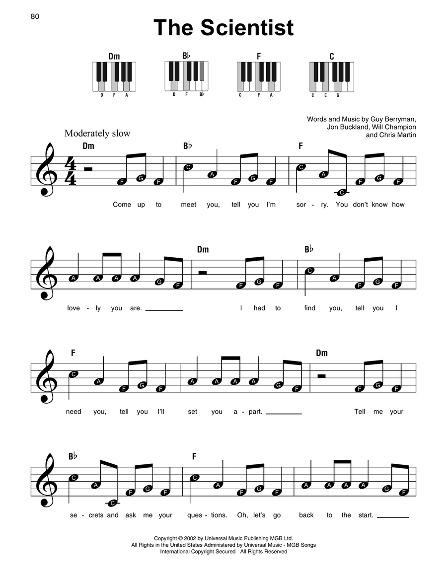 The Scientist Easy Piano scores gallery preview page 1