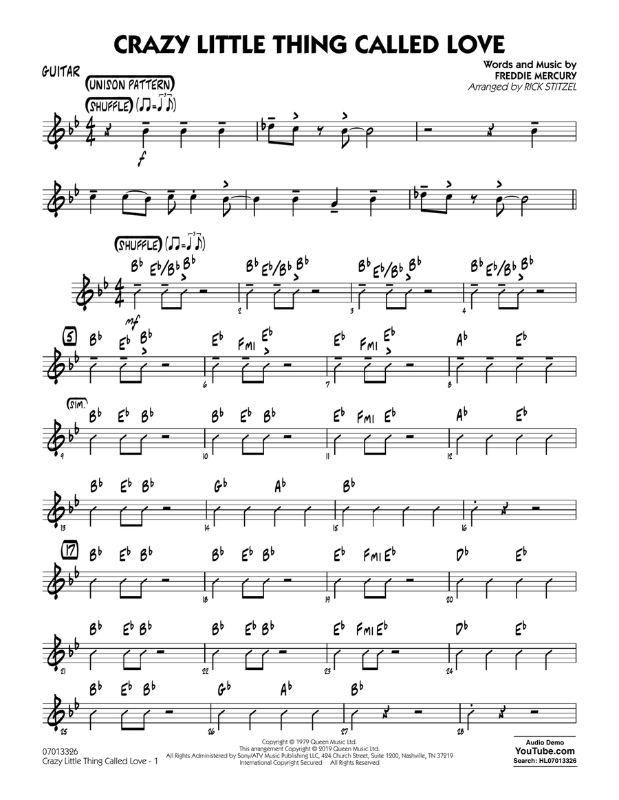 Crazy Little Thing Called Love (arr. Rick Stitzel) - Guitar