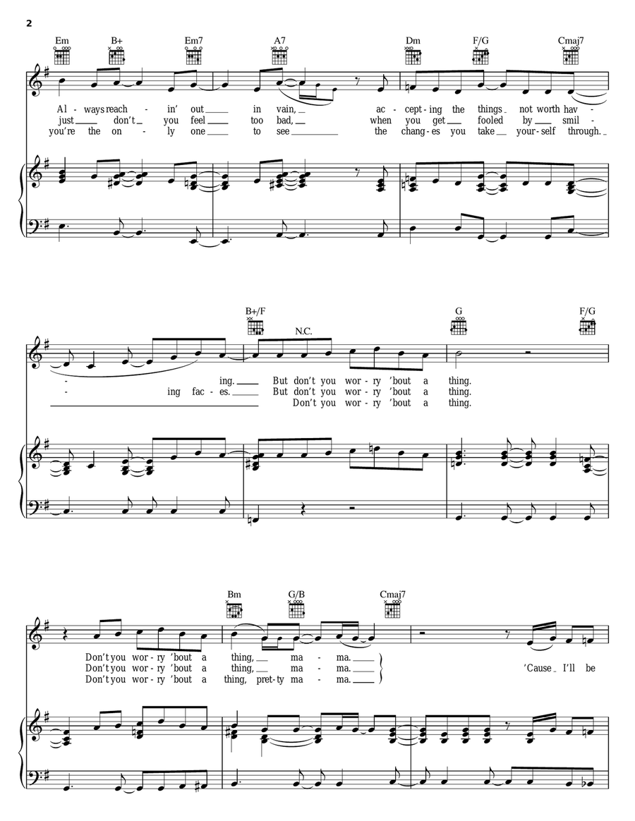 Don't You Worry 'Bout A Thing Piano, Vocal, Guitar scores gallery preview page 2