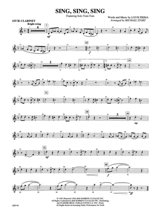Sing, Sing, Sing (featuring Solo Tom-Tom): 1st B-flat Clarinet