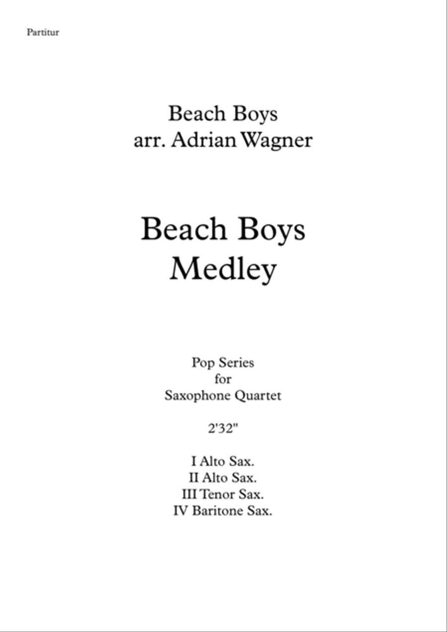 Beach Boys Medley Saxophone Quartet scores gallery preview page 2