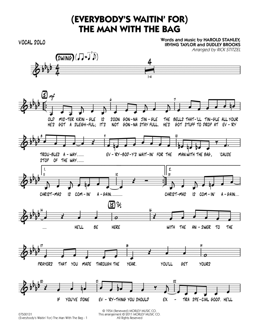 (Everybody's Waitin' For) The Man With The Bag - Vocal Solo Jazz Ensemble scores gallery preview page 1