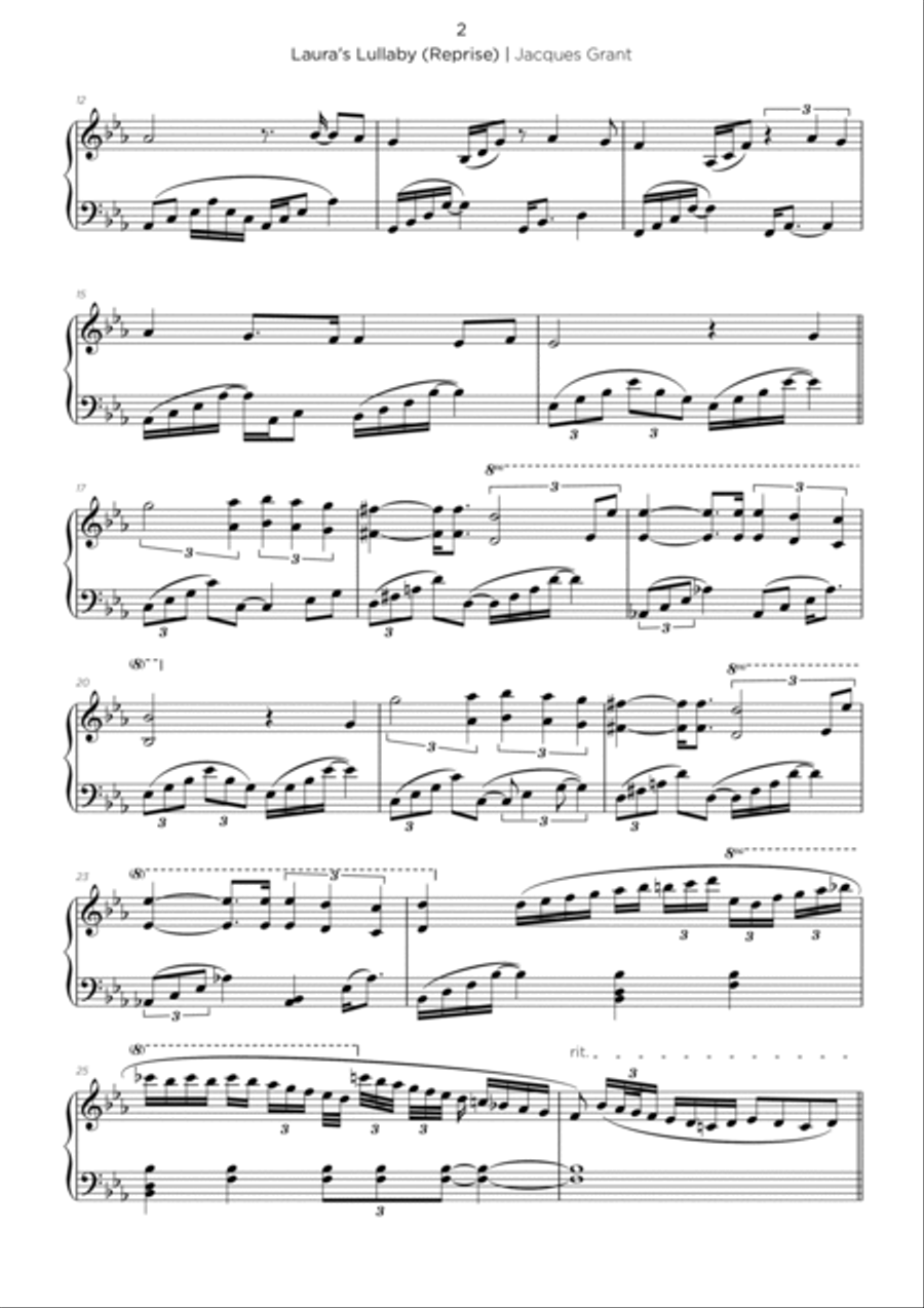 Laura’s Lullaby Piano Solo scores gallery preview page 2