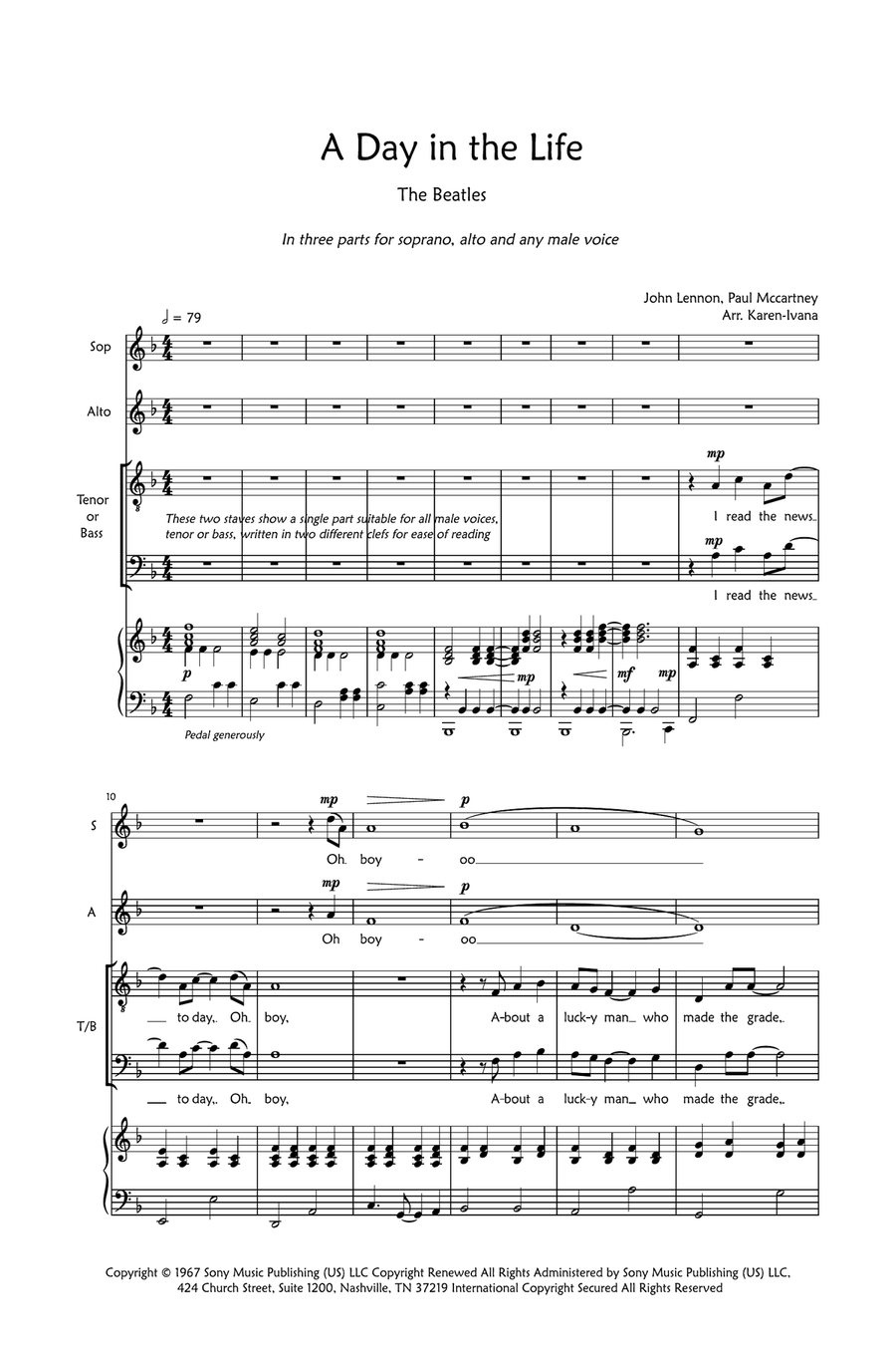 A Day In The Life A Day In The Life 3-Part scores gallery preview page 1