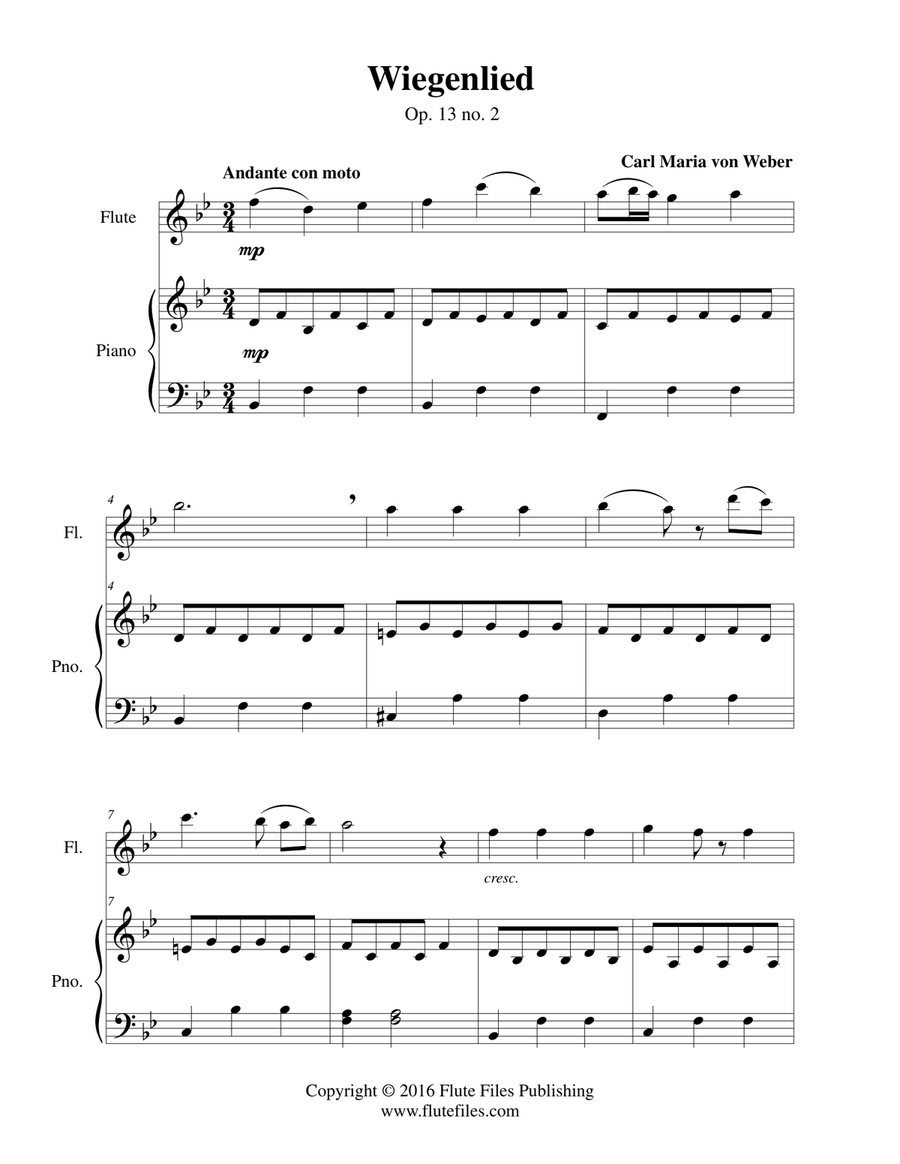 Wiegenlied, op. 13 no. 2 - Flute Solo Chamber Music scores gallery preview page 3