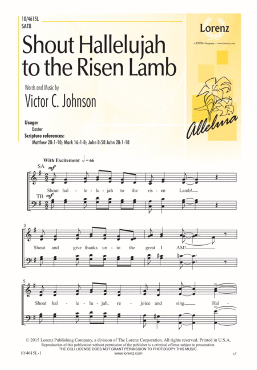 Shout Hallelujah to the Risen Lamb 4-Part scores gallery preview page 2