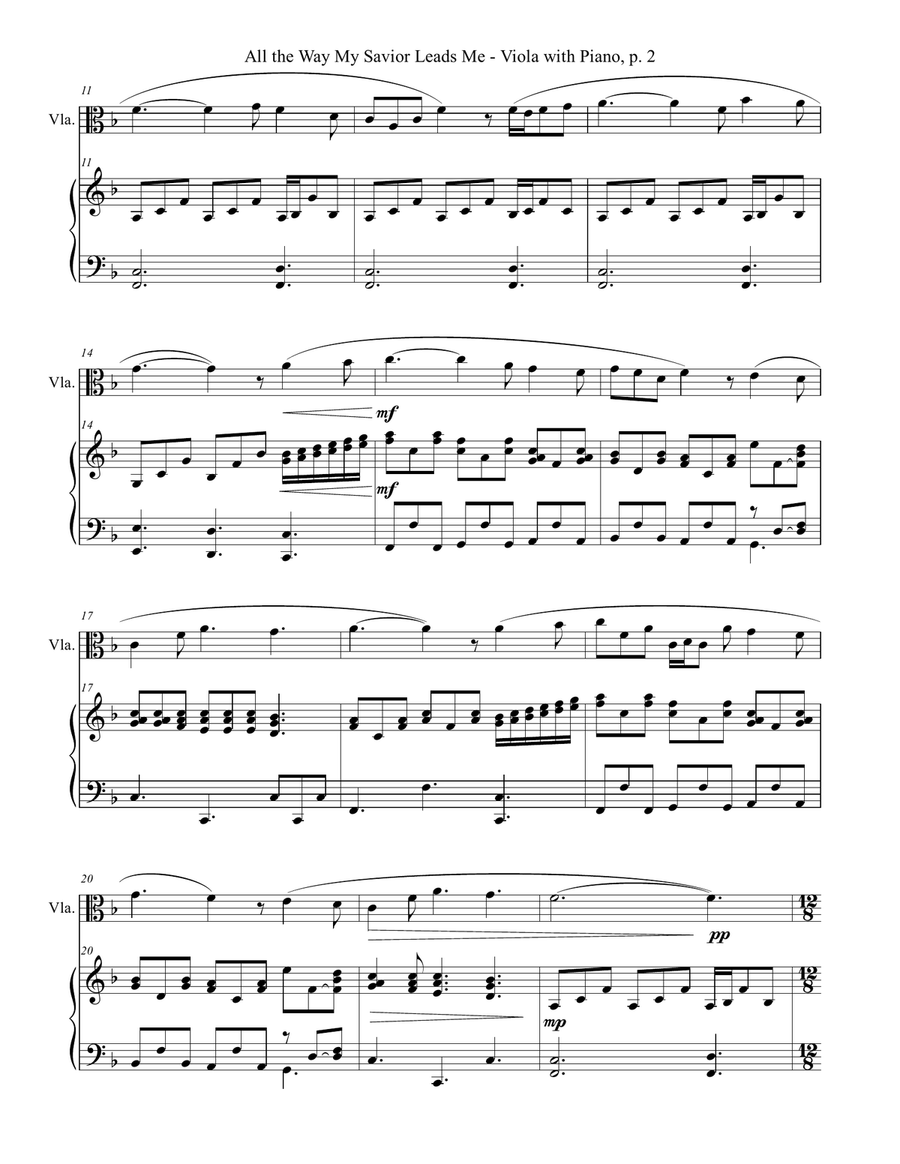 ALL THE WAY MY SAVIOR LEADS ME (Viola with Piano - Score & Part included) Viola scores gallery preview page 3