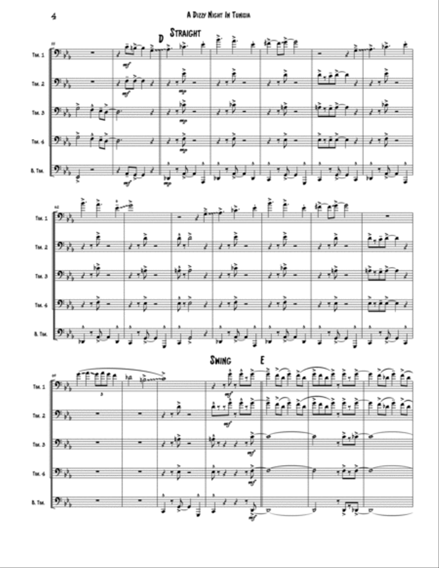 A Night In Tunisia Brass Quintet scores gallery preview page 4