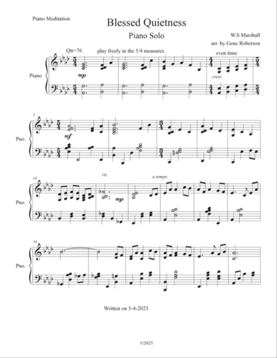 Blessed Quietness Piano Solo Piano Solo scores gallery preview page 2