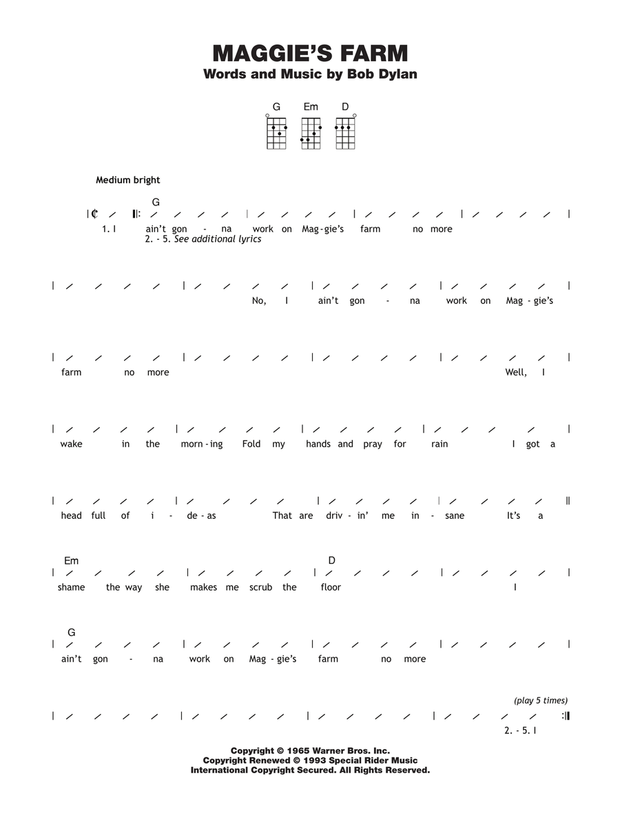 Maggie's Farm Maggie's Farm Ukulele scores gallery preview page 1