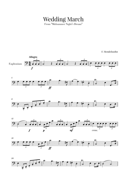 Wedding March (Bridal Chorus - Here comes the Bride) for Euphonium Solo image number null