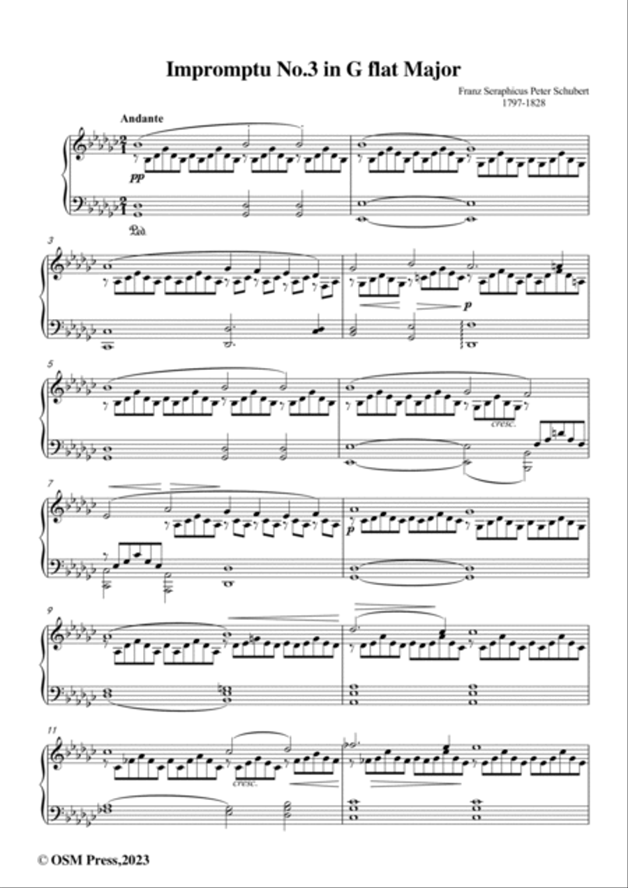 Schubert-Impromptu No.3 in G flat Major,for piano Piano Solo scores gallery preview page 2