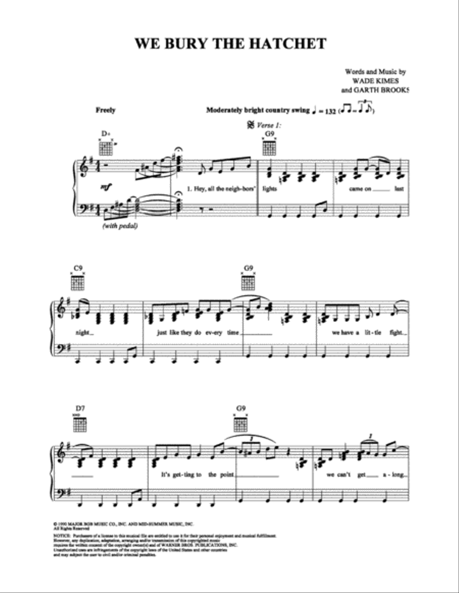 We Bury the Hatchet Piano, Vocal, Guitar scores gallery preview page 1