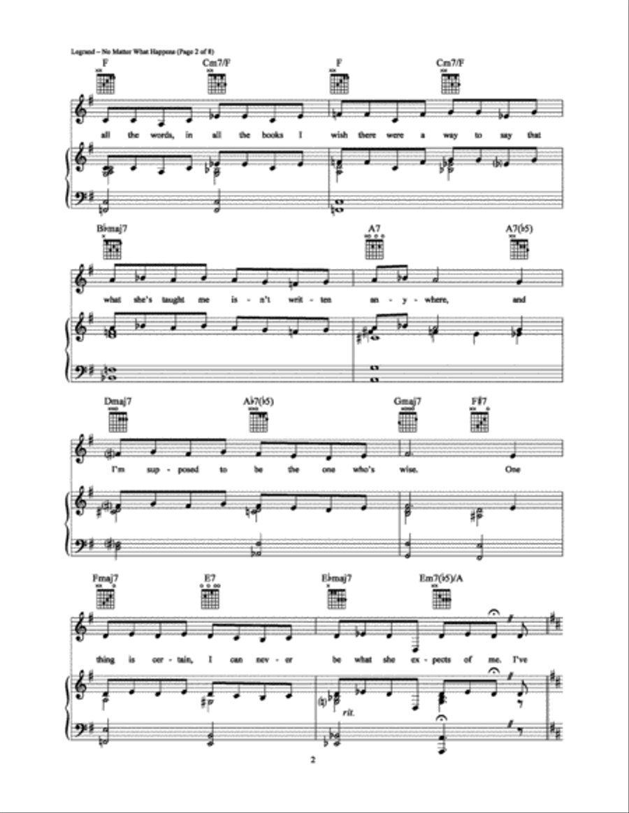 No Matter What Happens Piano, Vocal, Guitar scores gallery preview page 2