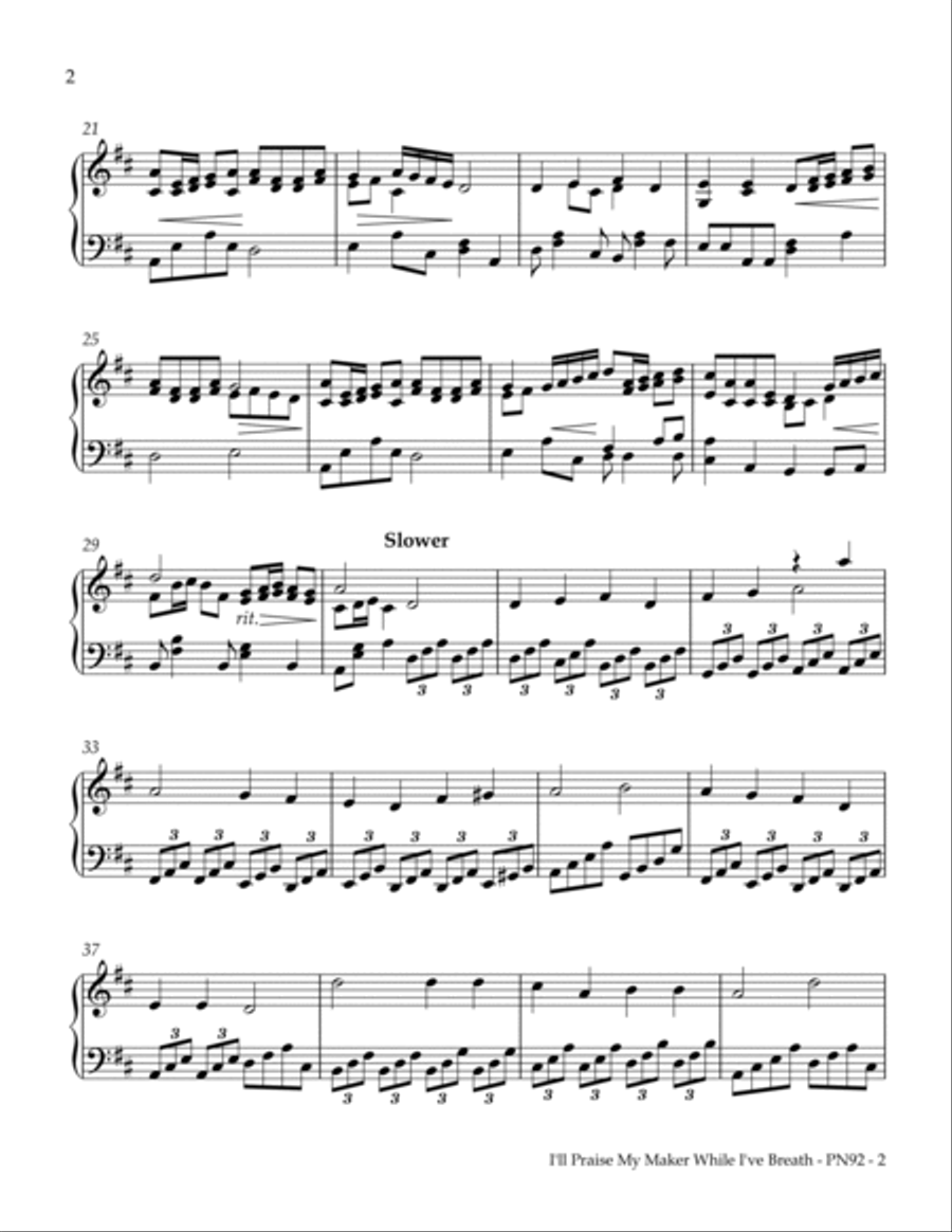 I'll Praise My Maker While I've Breath I'll Praise My Maker While I've Breath Piano Solo scores gallery preview page 2