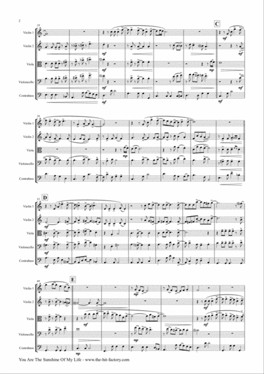 You Are The Sunshine Of My Life String Quintet scores gallery preview page 2