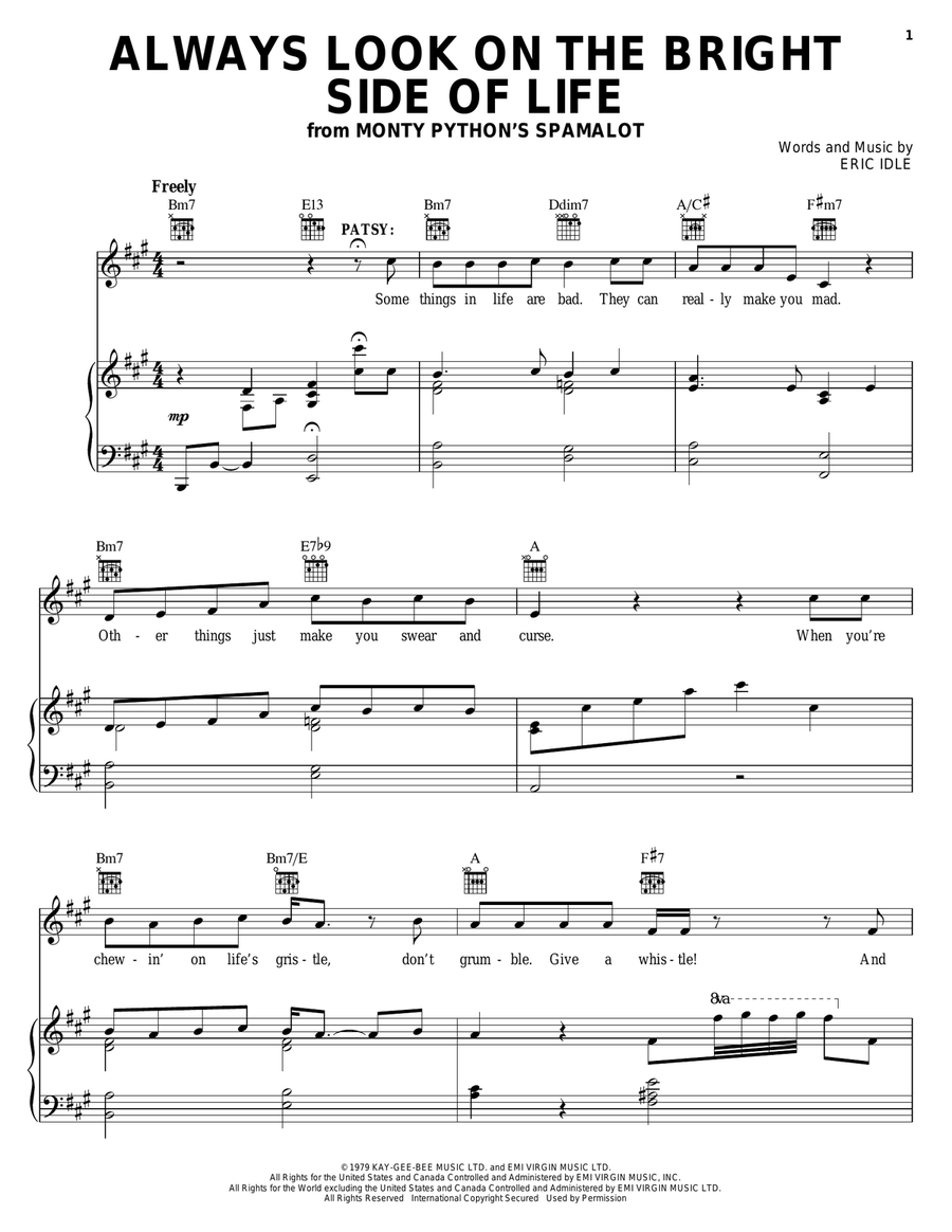 Always Look On The Bright Side Of Life (from Monty Python's Spamalot) Guitar scores gallery preview page 1