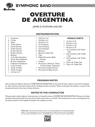 Book cover for Overture de Argentina: Score