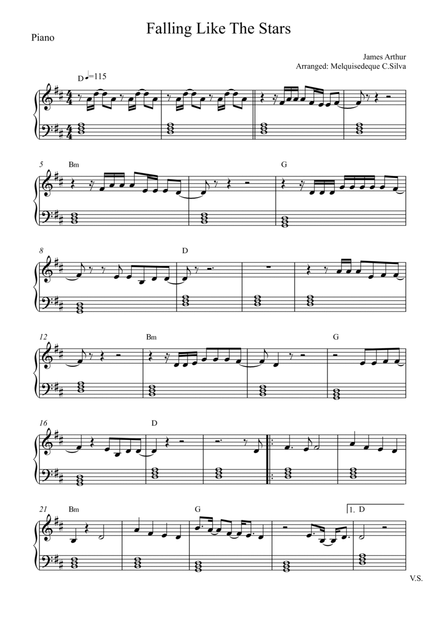 Falling Like The Stars Falling Like The Stars Piano Solo scores gallery preview page 1