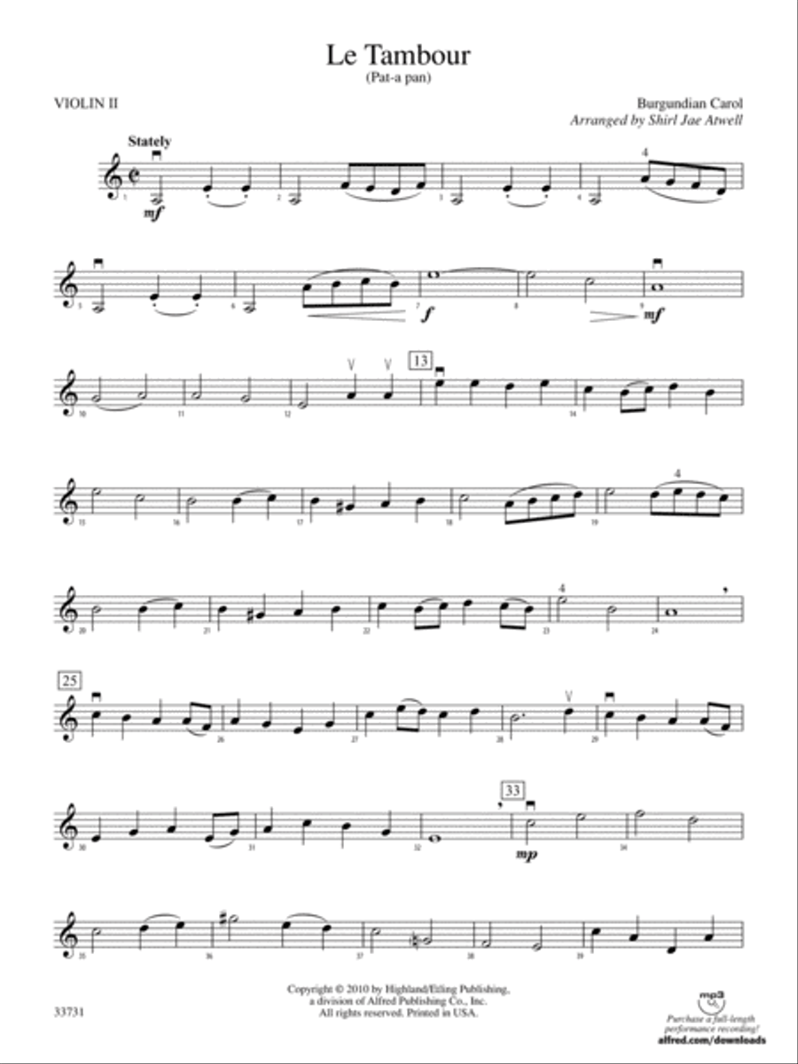 Le Tambour (Pat-a-Pan): 2nd Violin String Orchestra scores gallery preview page 1