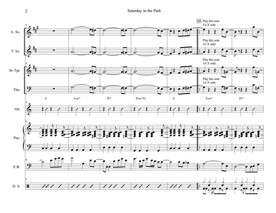 Saturday In The Park Cover Band scores gallery preview page 2