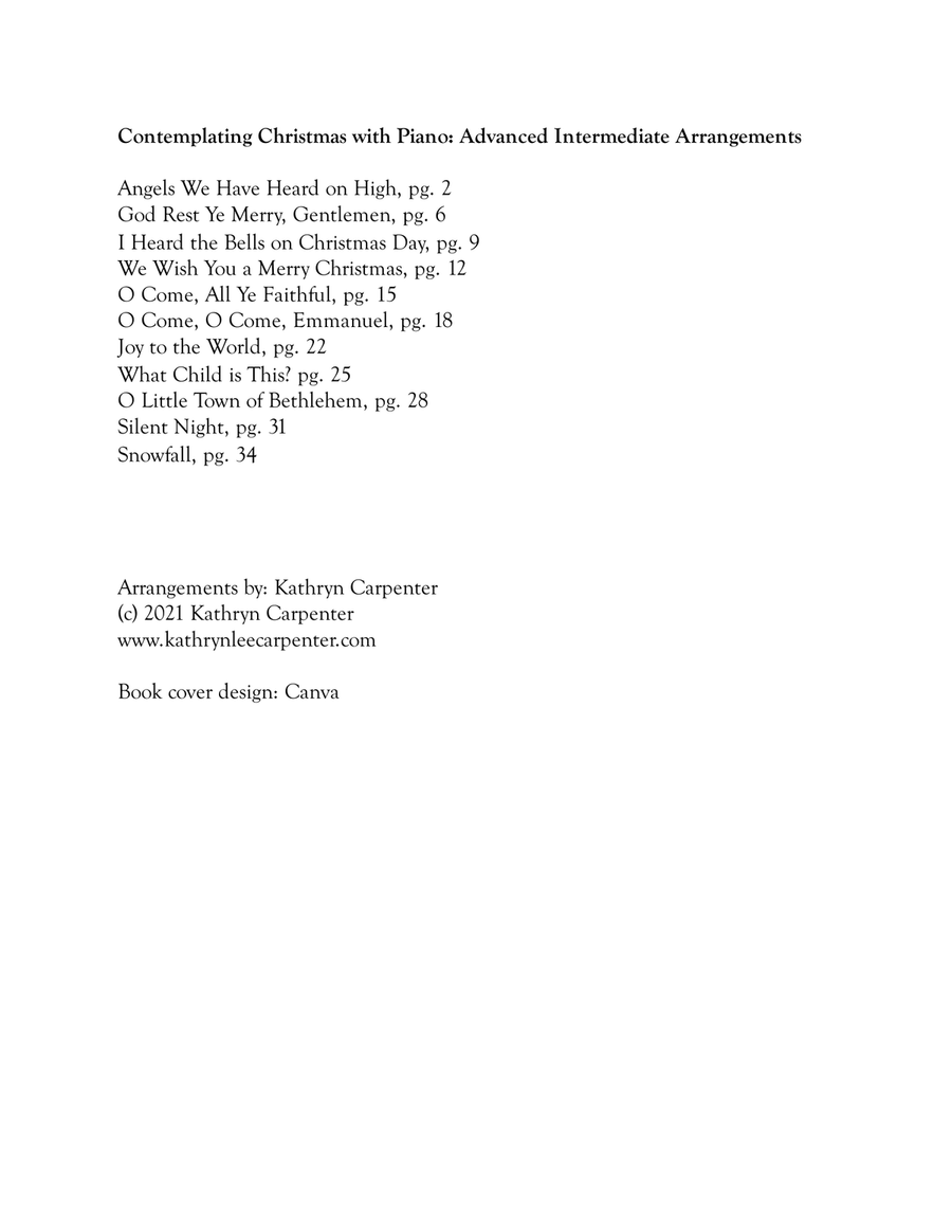 Contemplating Christmas with Piano: Advanced Intermediate Arrangements image number null